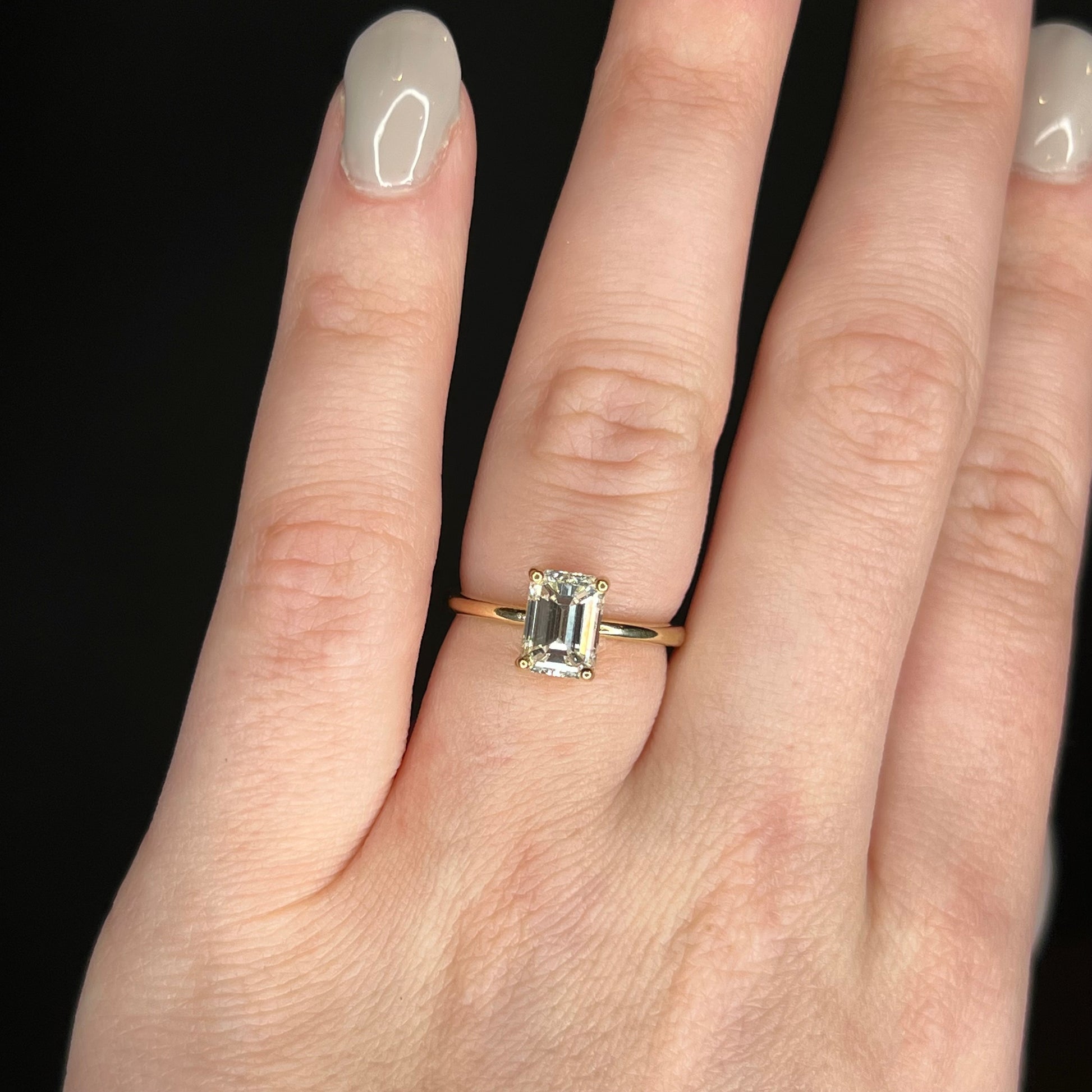 Emerald cut yellow gold diamond ring Clearance