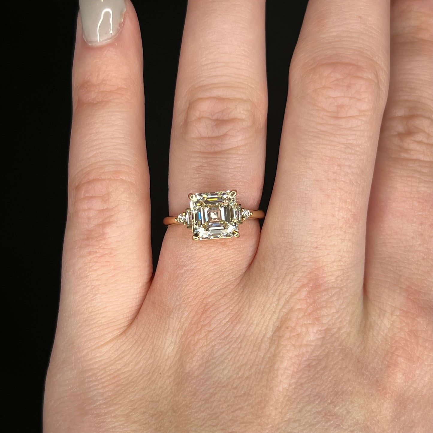 4.01 GIA Asscher Cut Diamond Engagement Ring in 14k Yellow Gold