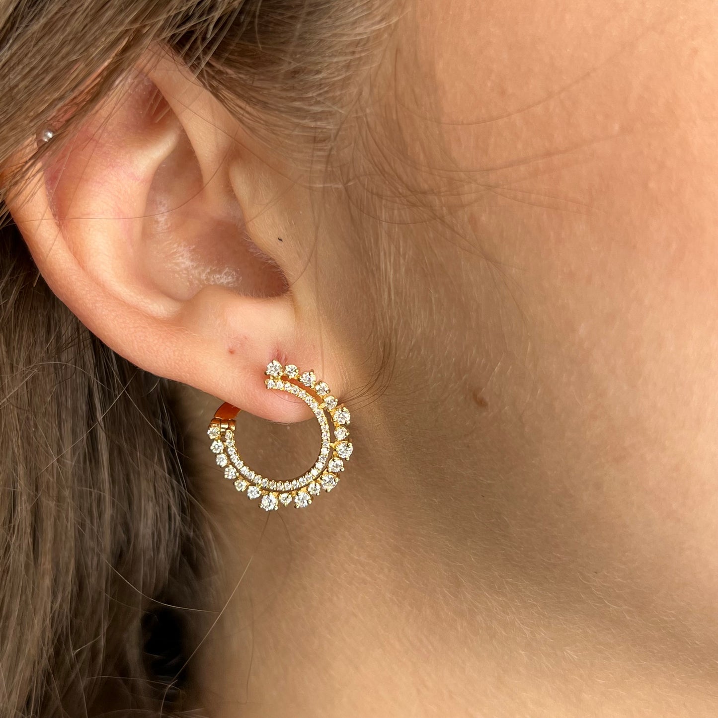 .20 Round Brilliant Diamond Hoop Earrings in 18k Yellow Gold