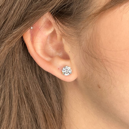 2.97 Round Cut Diamond Earring Studs in 14k White Gold