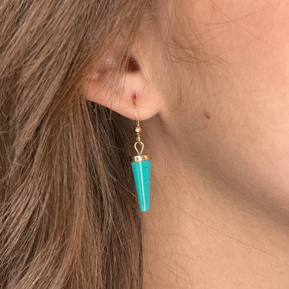 Amazonite Drop Earrings in 14k Yellow Gold