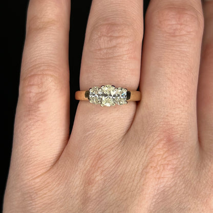 Oval Cut Three Stone Diamond Engagement Ring in 14k Gold