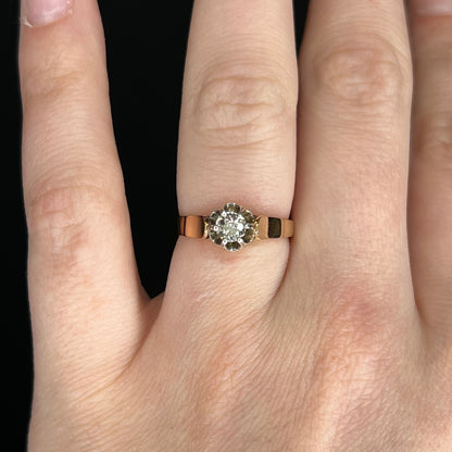 .36 Victorian Solitaire Diamond Engagement Ring in 18K Rose Gold