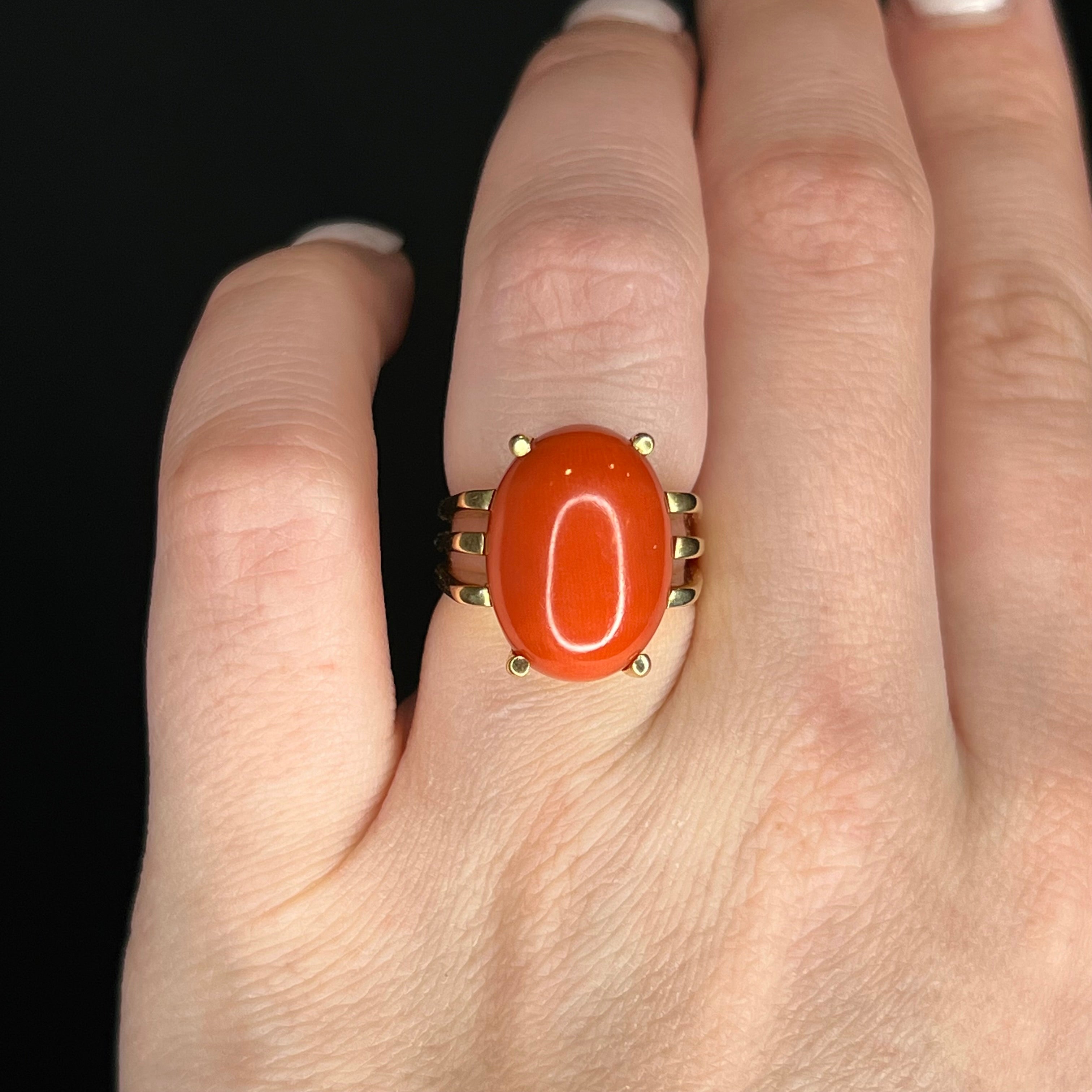 Buy Traditional Coral Stone Original Impon Finger Rings For Women Daily  Wear FR1093