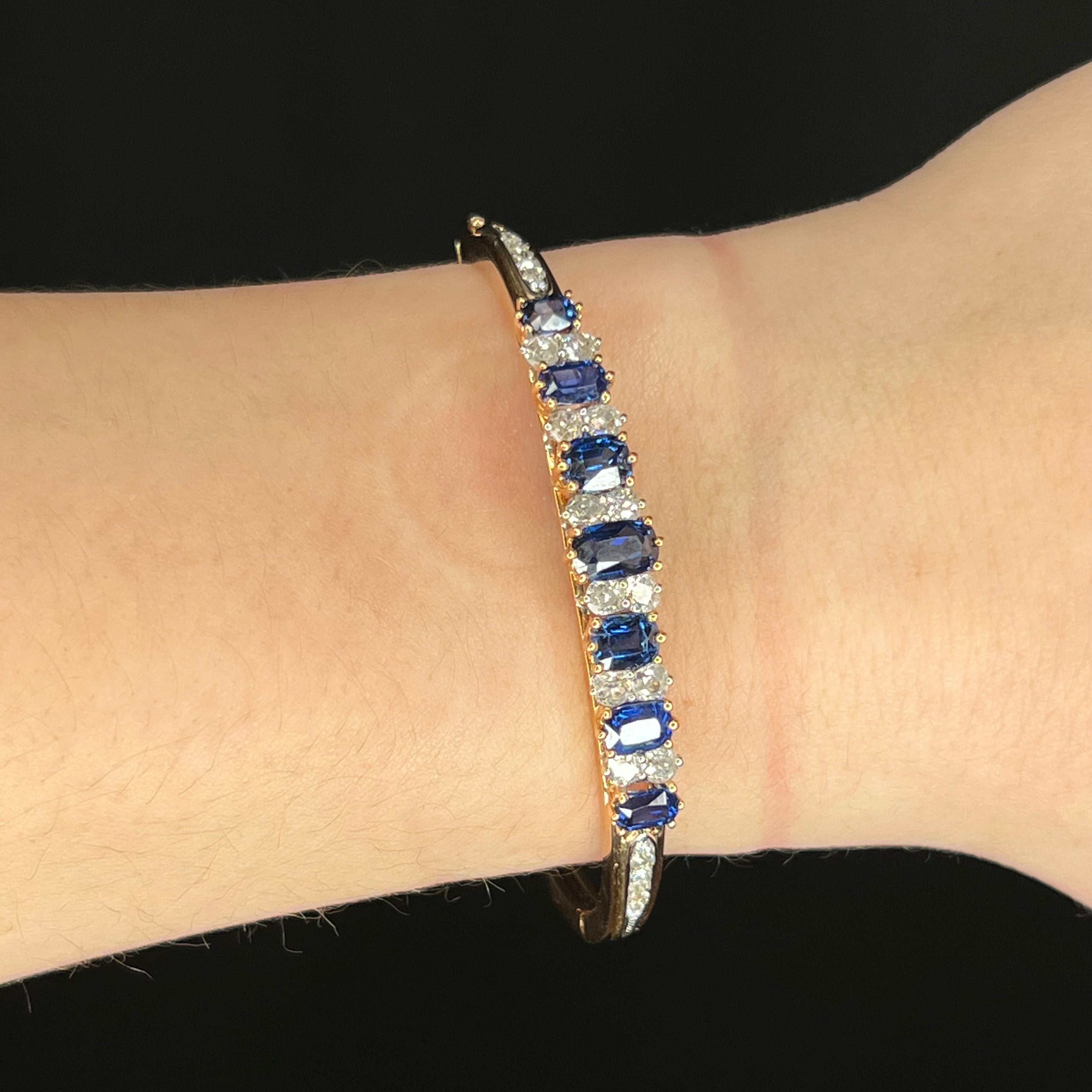 Blue Sapphire and Diamond Tennis Bracelet – Harold Stevens
