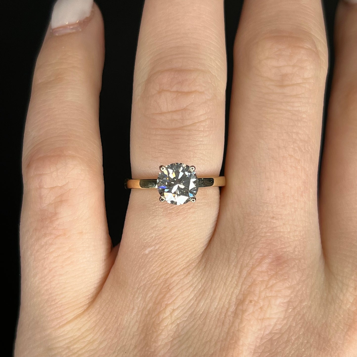 1.94 Round Brilliant Diamond Engagement Ring in 14k Yellow Gold