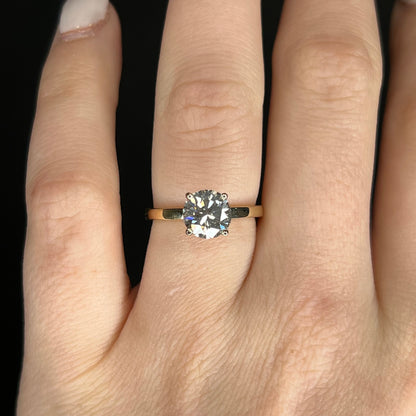 1.94 Round Brilliant Diamond Engagement Ring in 14k Yellow Gold