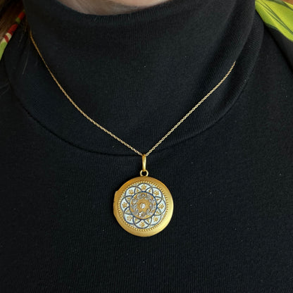 Vintage Victorian Diamond Locket Pendant in 14k Yellow Gold