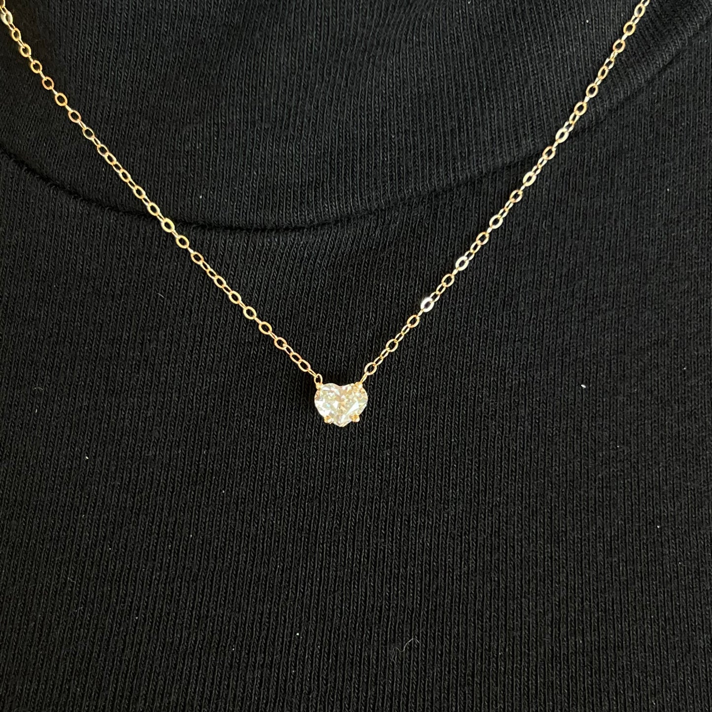 .95 Diamond Heart Pendant Necklace in 14k Yellow Gold