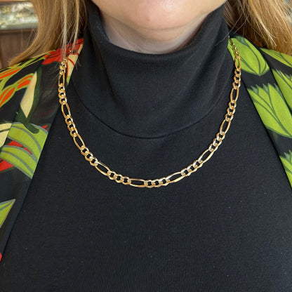 Figaro Chain Necklace in 14k Yellow Gold