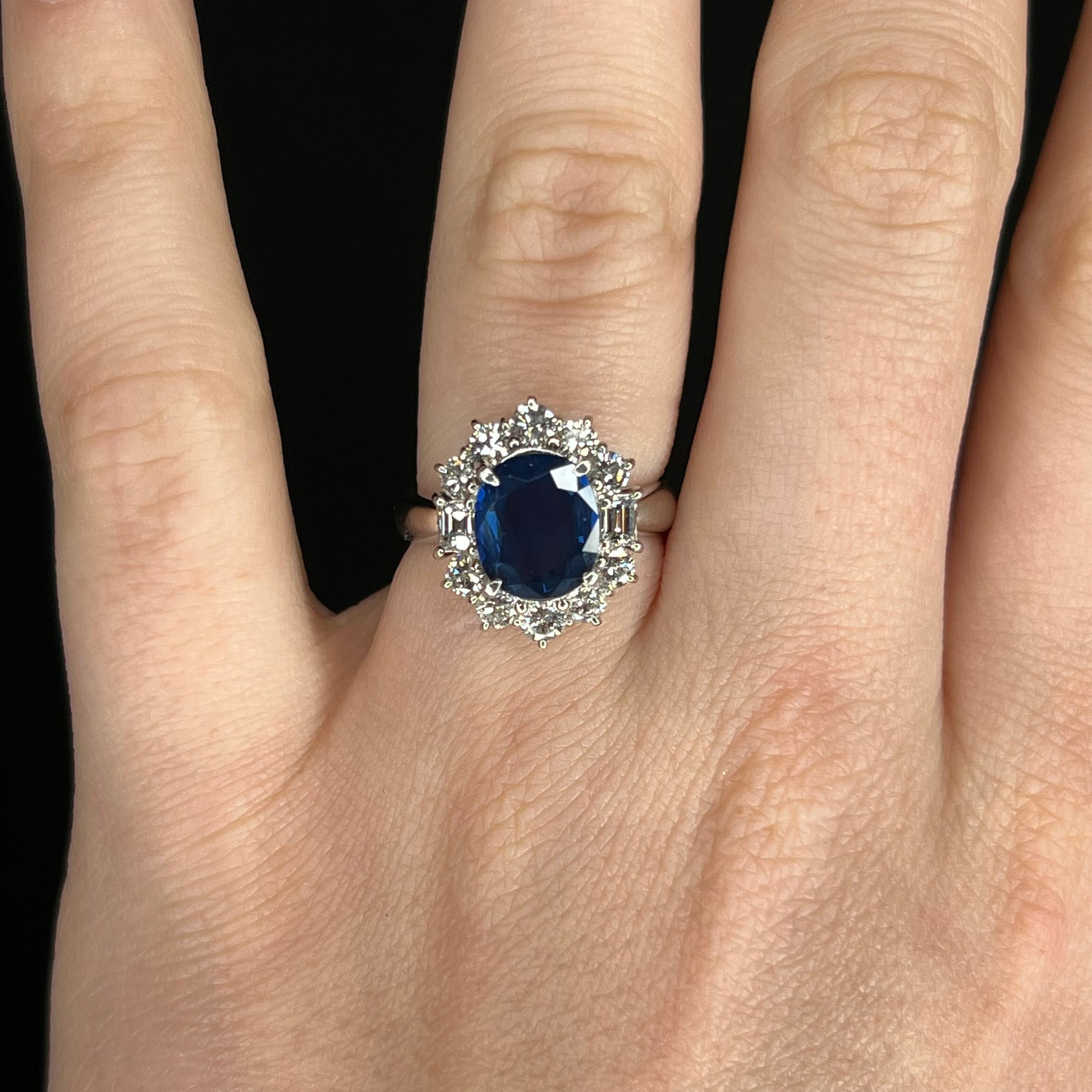 3 Carat Oval Sapphire & Diamond Ring in Platinum