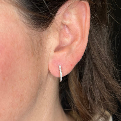 .20 Diamond Hoop Earrings in 14k White Gold