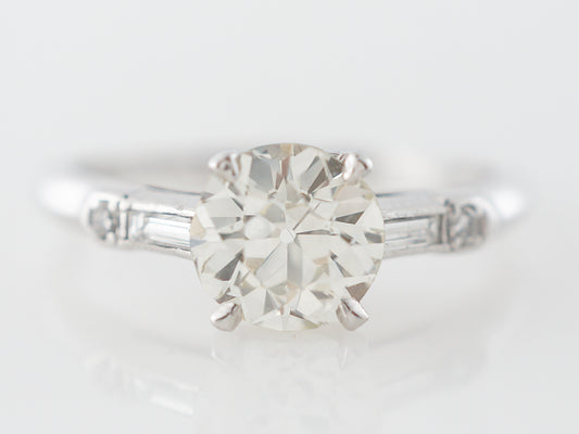 Art Deco 1 Carat Old Euro Diamond Engagement Ring