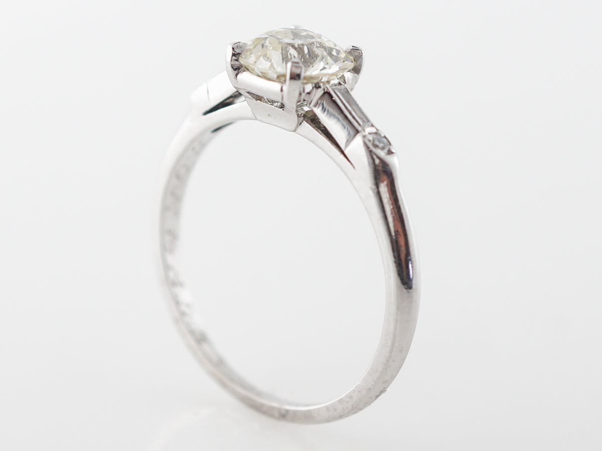 Art Deco 1 Carat Old Euro Diamond Engagement Ring