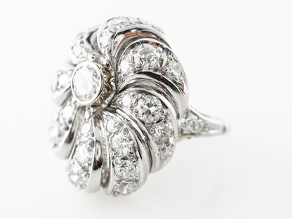 Late Deco 6 Carat Old European Cut Diamonds Cocktail Ring Platinum