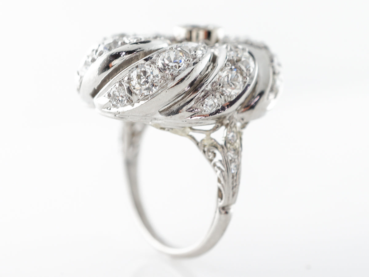 Late Deco 6 Carat Old European Cut Diamonds Cocktail Ring Platinum