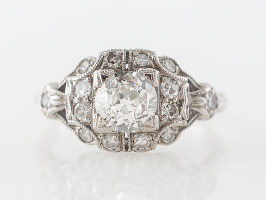 Vintage Deco Cluster Engagement Ring in Palladium