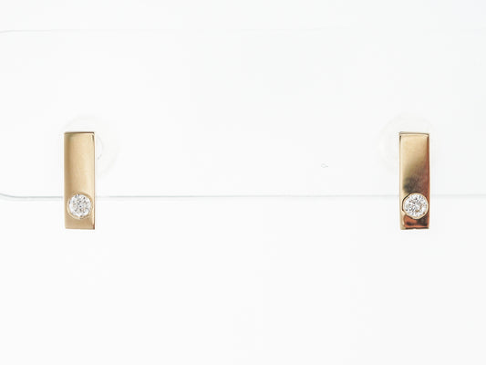 Bezel Set Diamond Stud Earrings in Yellow Gold