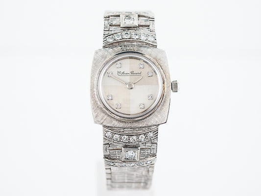 Lucien Piccard Watch Mid-Century 1.08 Transitional Cut Diamond in 14k White Gold