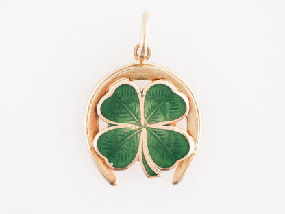 Lucky Clover & Horseshoe Charm in 14k Yellow Gold