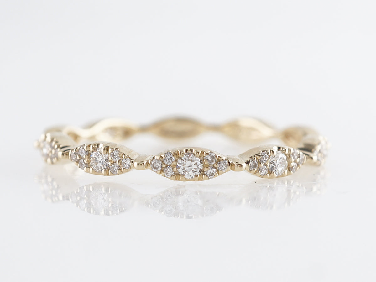 Marquis Station Diamond Wedding Band in 14k Yellow Gold