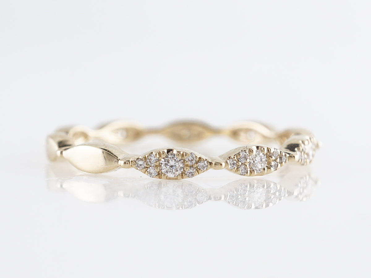 Marquis Station Diamond Wedding Band in 14k Yellow Gold