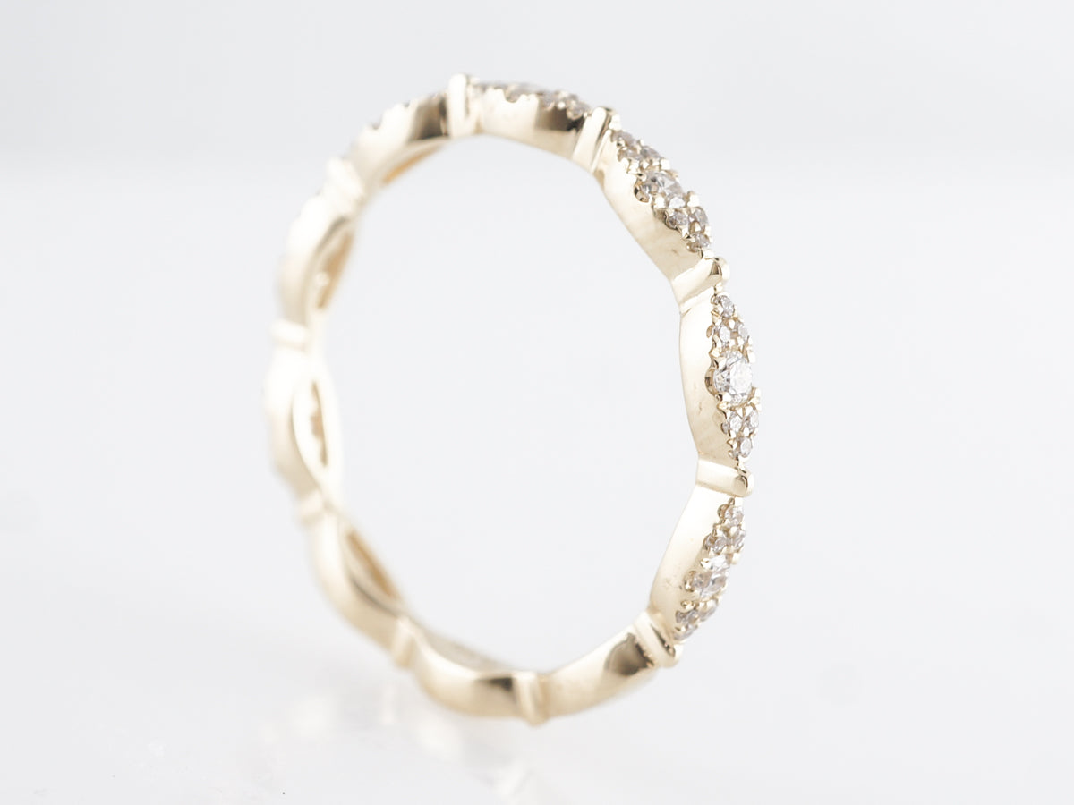 Marquis Station Diamond Wedding Band in 14k Yellow Gold