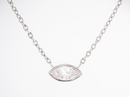 Marquise Cut Bezel Diamond Necklace in 14K White Gold