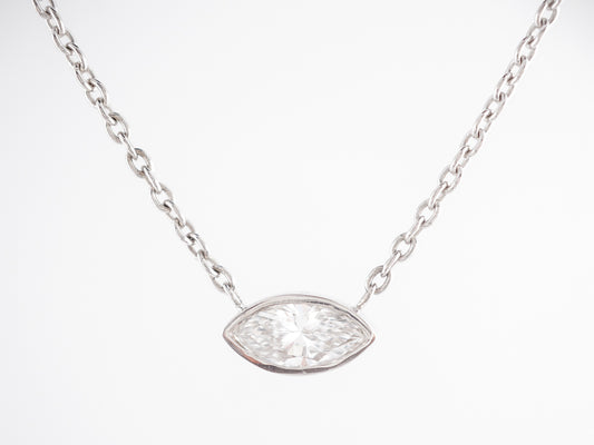 Marquise Cut Bezel Diamond Necklace in 14K White Gold