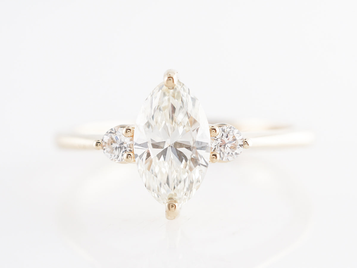 Solitaire Marquise Cut Diamond Engagement Ring in Yellow Gold