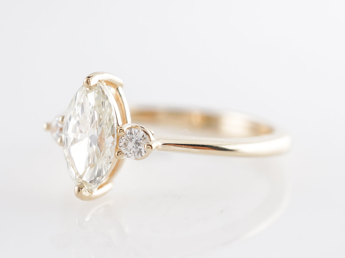 Solitaire Marquise Cut Diamond Engagement Ring in Yellow Gold