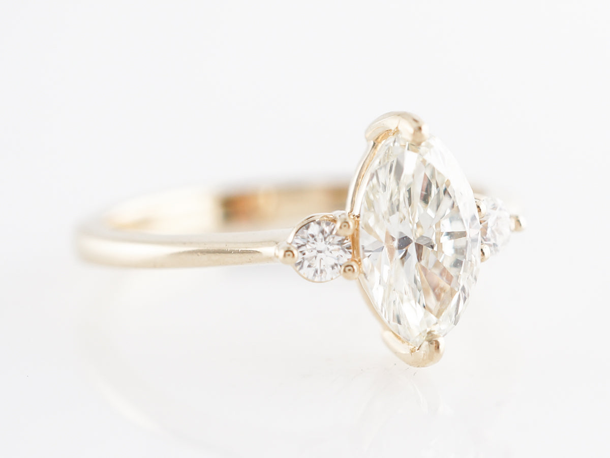 Solitaire Marquise Cut Diamond Engagement Ring in Yellow Gold