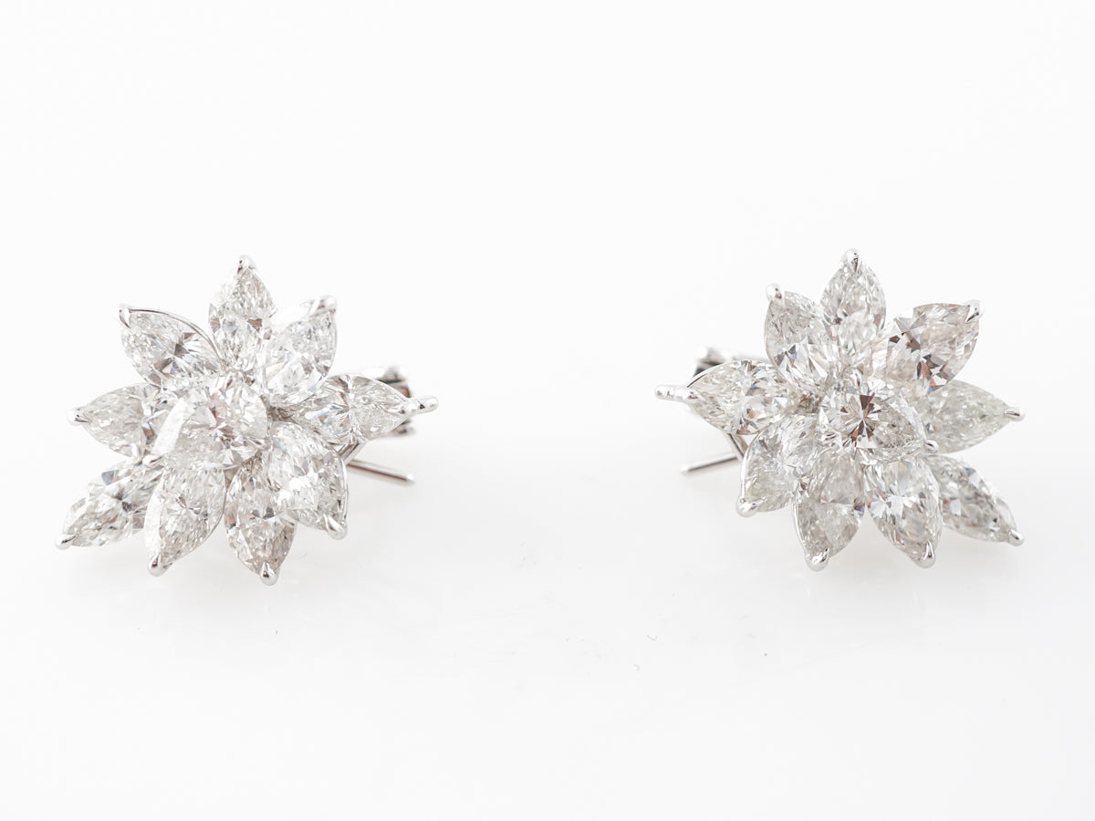 Marquise & Pear Diamond Cluster Earrings in Platinum