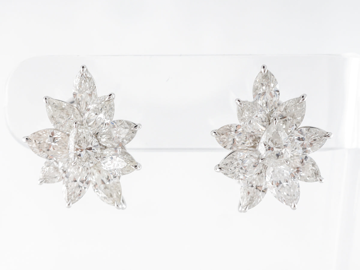 Marquise & Pear Diamond Cluster Earrings in Platinum