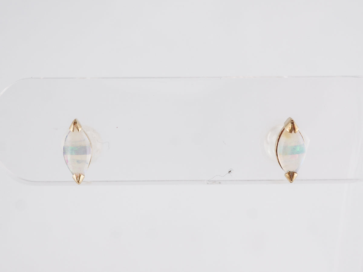 Marquise Shaped Opal Stud Earrings in 14k Yellow Gold