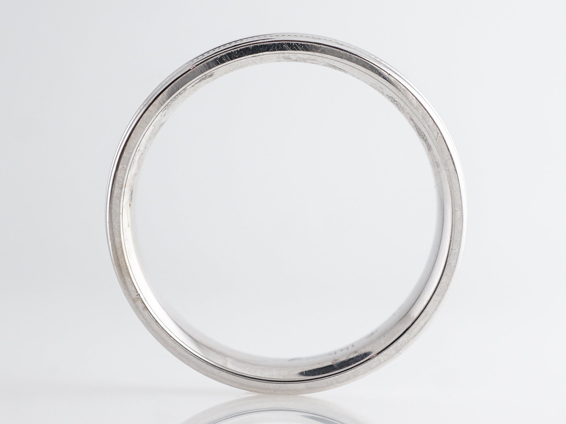 Double Milgrain Men's Wedding Band in White Gold