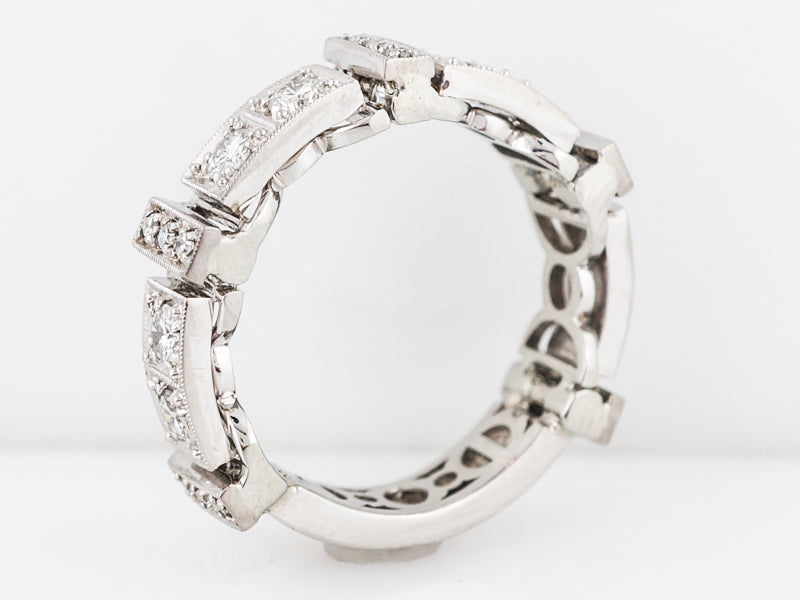 Men's Modern Wedding Band 1.90 Round Brilliant Cut Diamonds in Platinum & 18k White Gold