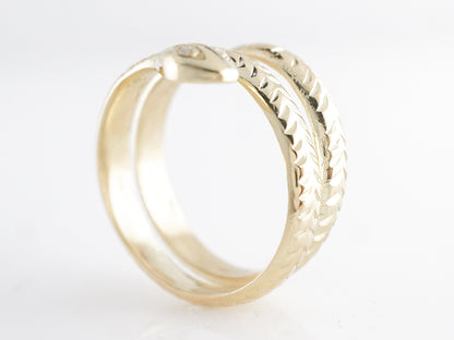 Mid-Century Diamond Snake Ring 18k Yellow Gold