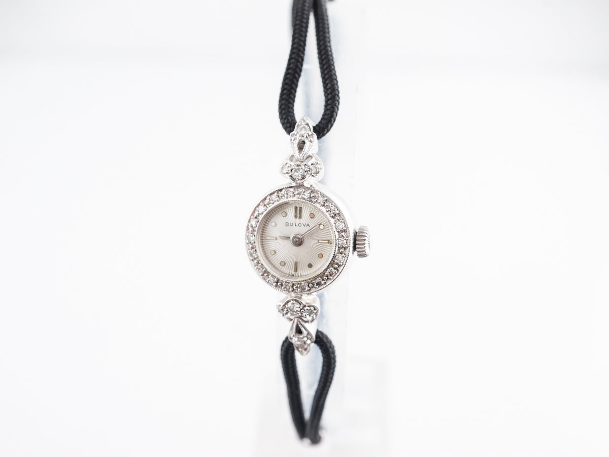 Mid-Century Bulova Watch w/ Diamonds in 14k