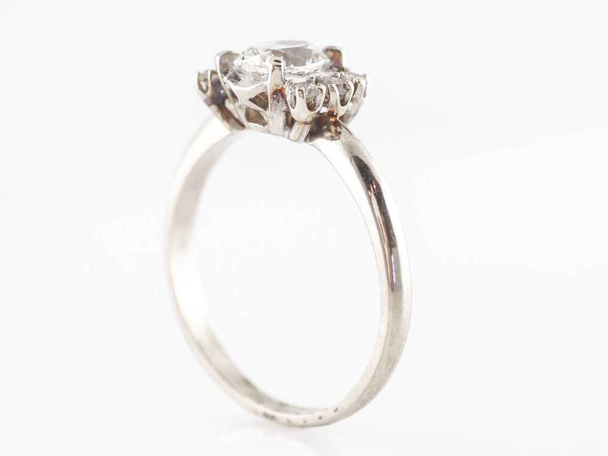 Vintage Mid-Century Oval Diamond Engagement Ring in 14K