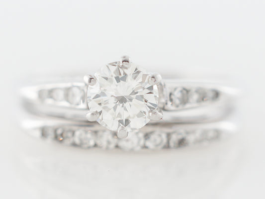Vintage Wedding Set w/ Half Carat Diamond in White Gold