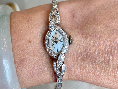 Mid-Century Omega Ladies Watch w/ Diamonds in Platinum