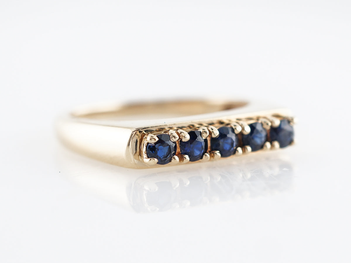 Mid-Century Sapphire Wedding Band in 14k Yellow Gold