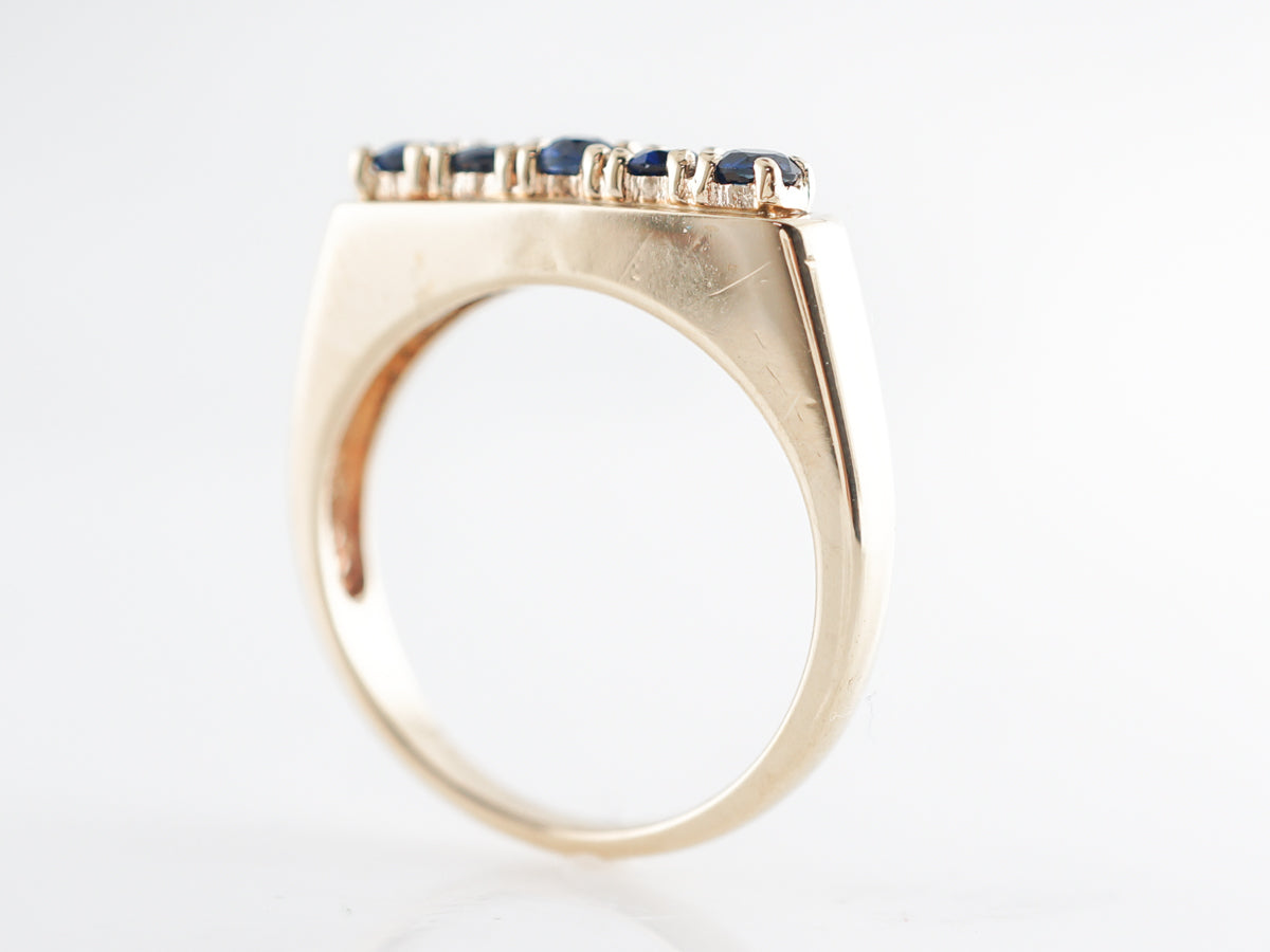 Mid-Century Sapphire Wedding Band in 14k Yellow Gold