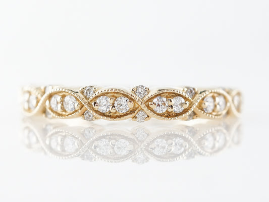 Marquis Shaped Milgrain Diamond Wedding Band in Yellow Gold