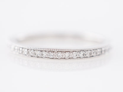 Thin Milgrain Diamond Wedding Band in 14k White Gold