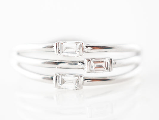 Modern .23 Baguette Cut Diamond Ring in 18k White Gold