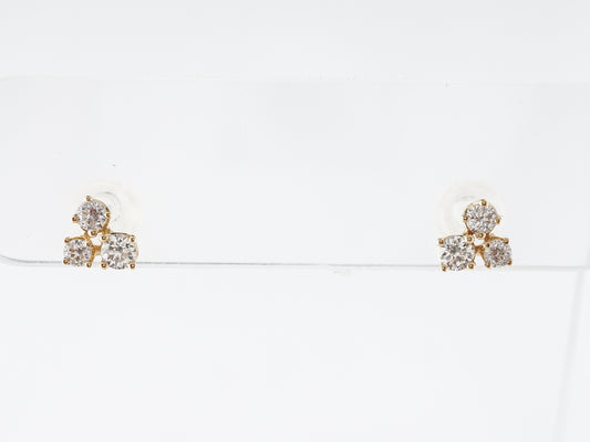 Diamond Cluster Earring Studs in 14k Yellow Gold