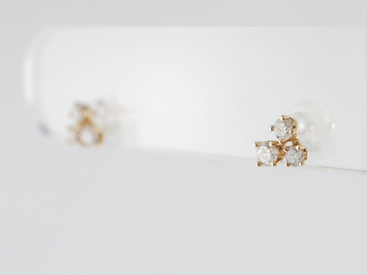 Diamond Cluster Earring Studs in 14k Yellow Gold