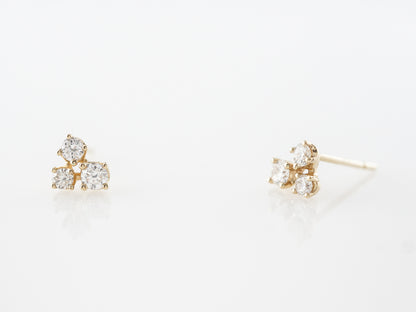 Diamond Cluster Earring Studs in 14k Yellow Gold